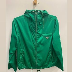 Prada Green Re-Nylon Zip-up Jacket w/ Hood sz L (Est. Retail $2000)